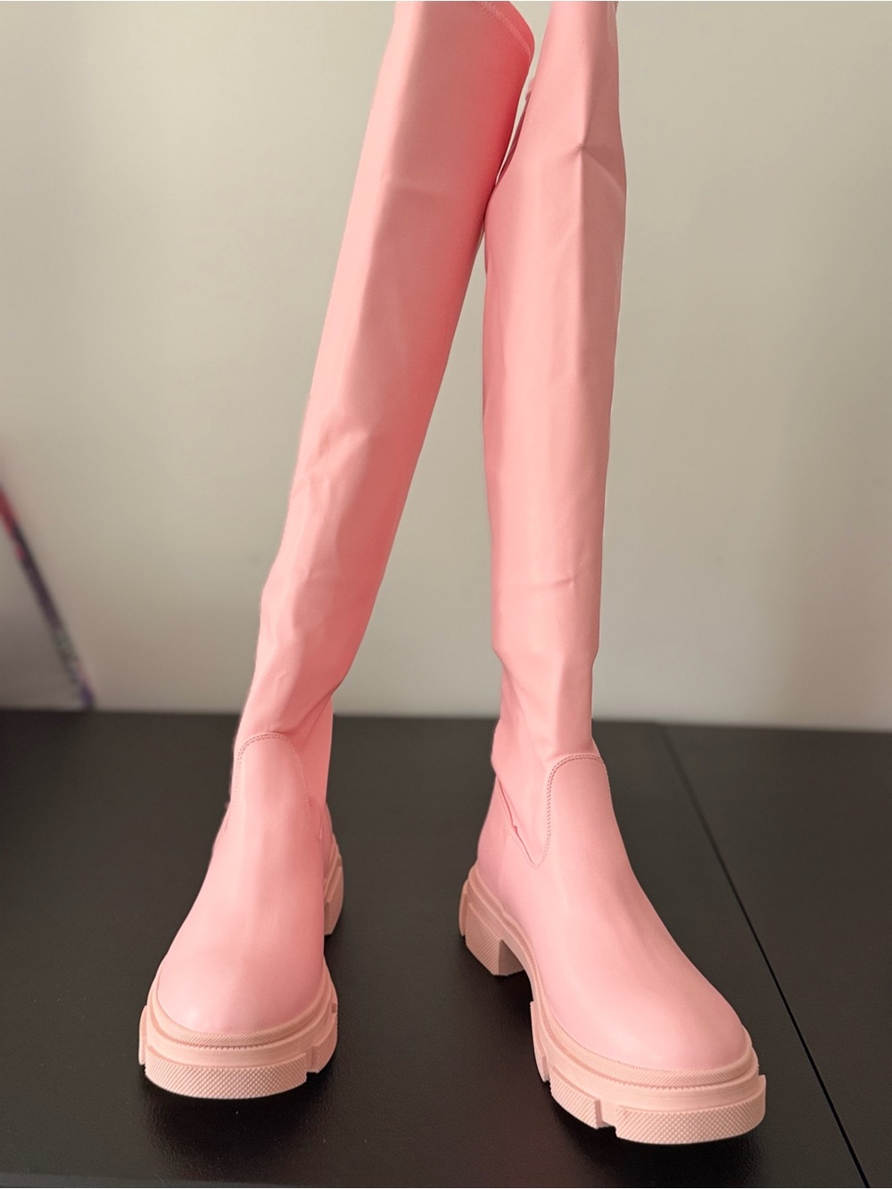 Cape Robbin Pink Over-the-Knee Chunky Platform Boots